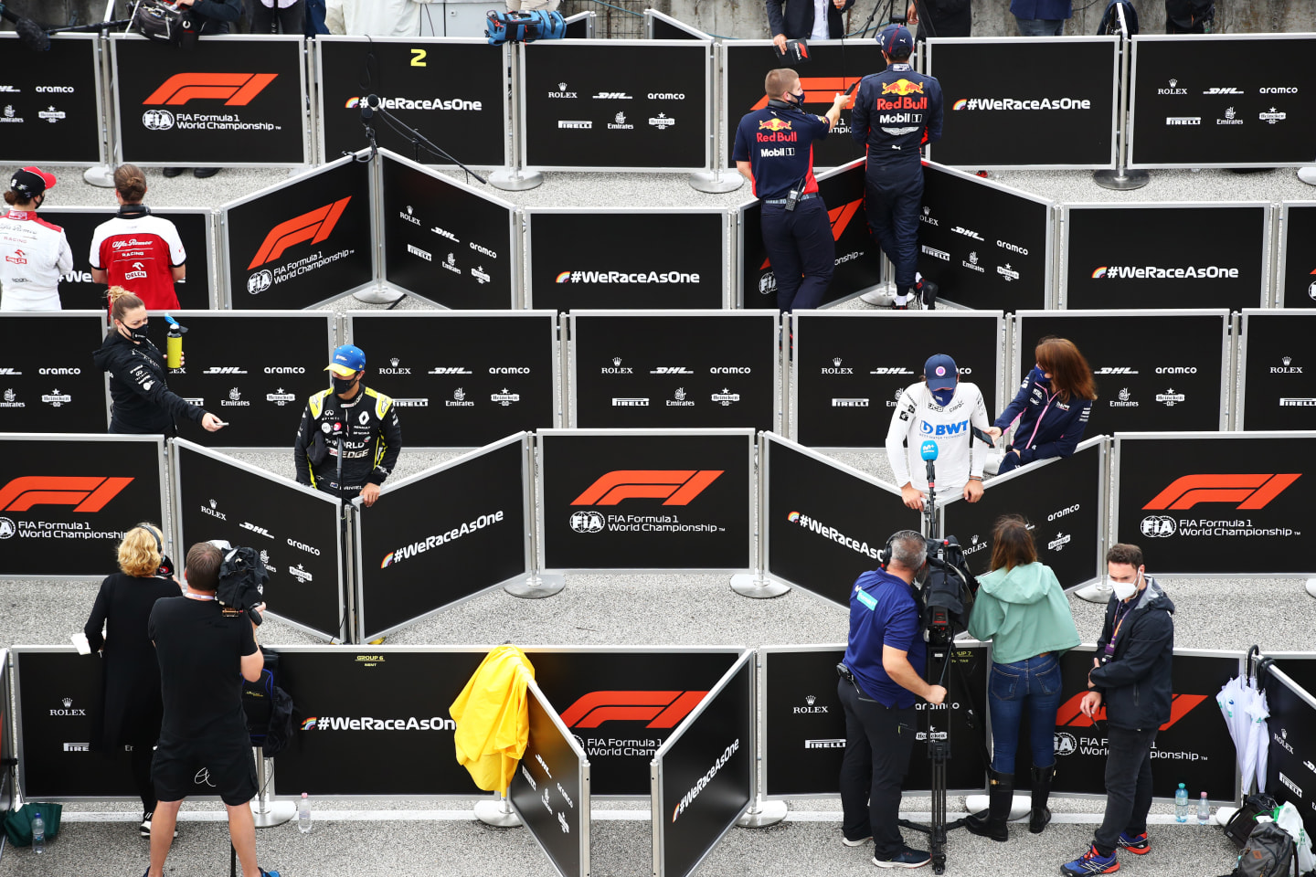 BUDAPEST, HUNGARY - JULY 19: A general view as drivers are interviewed after the Formula One Grand