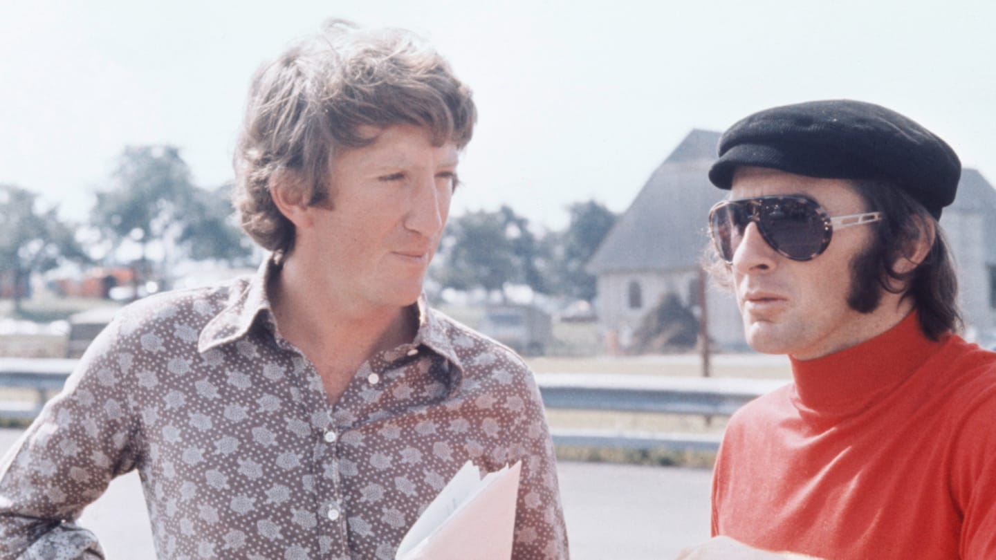 Race drivers Jackie Stewart and Jochen Rindt. August 1970. Zeltweg. Austria. Photograph. (Photo by