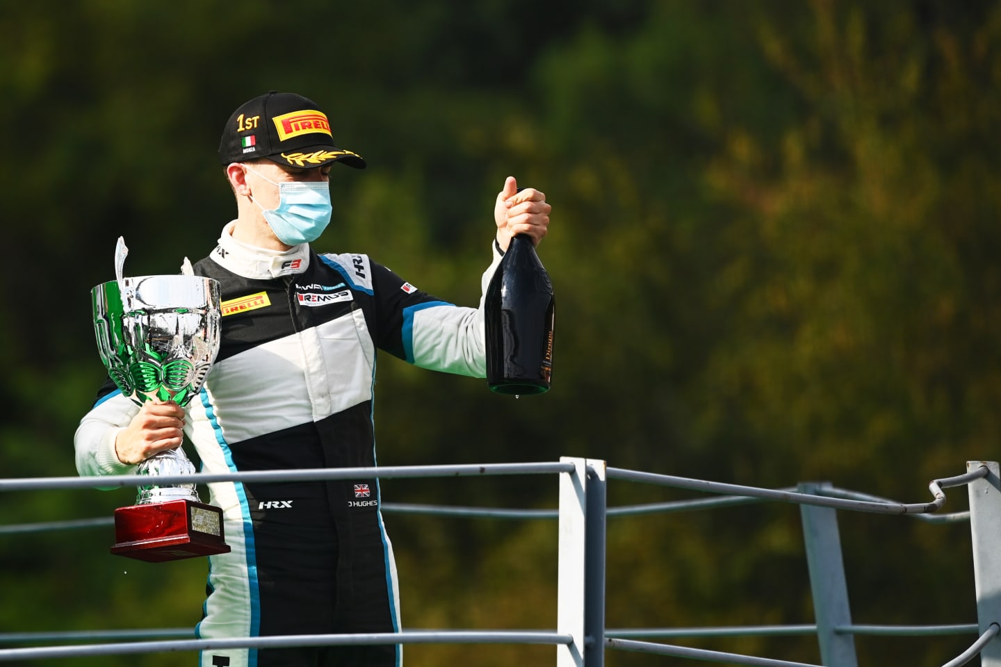 MONZA, ITALY - SEPTEMBER 06: Race winner Jake Hughes of Great Britain and HWA Racelab celebrates on