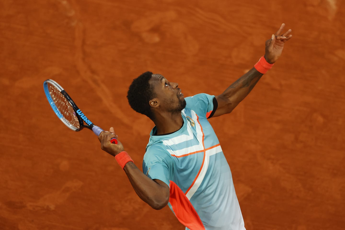 PARIS, FRANCE - SEPTEMBER 28: Gael Monfils of France serves during his Men's Singles first round