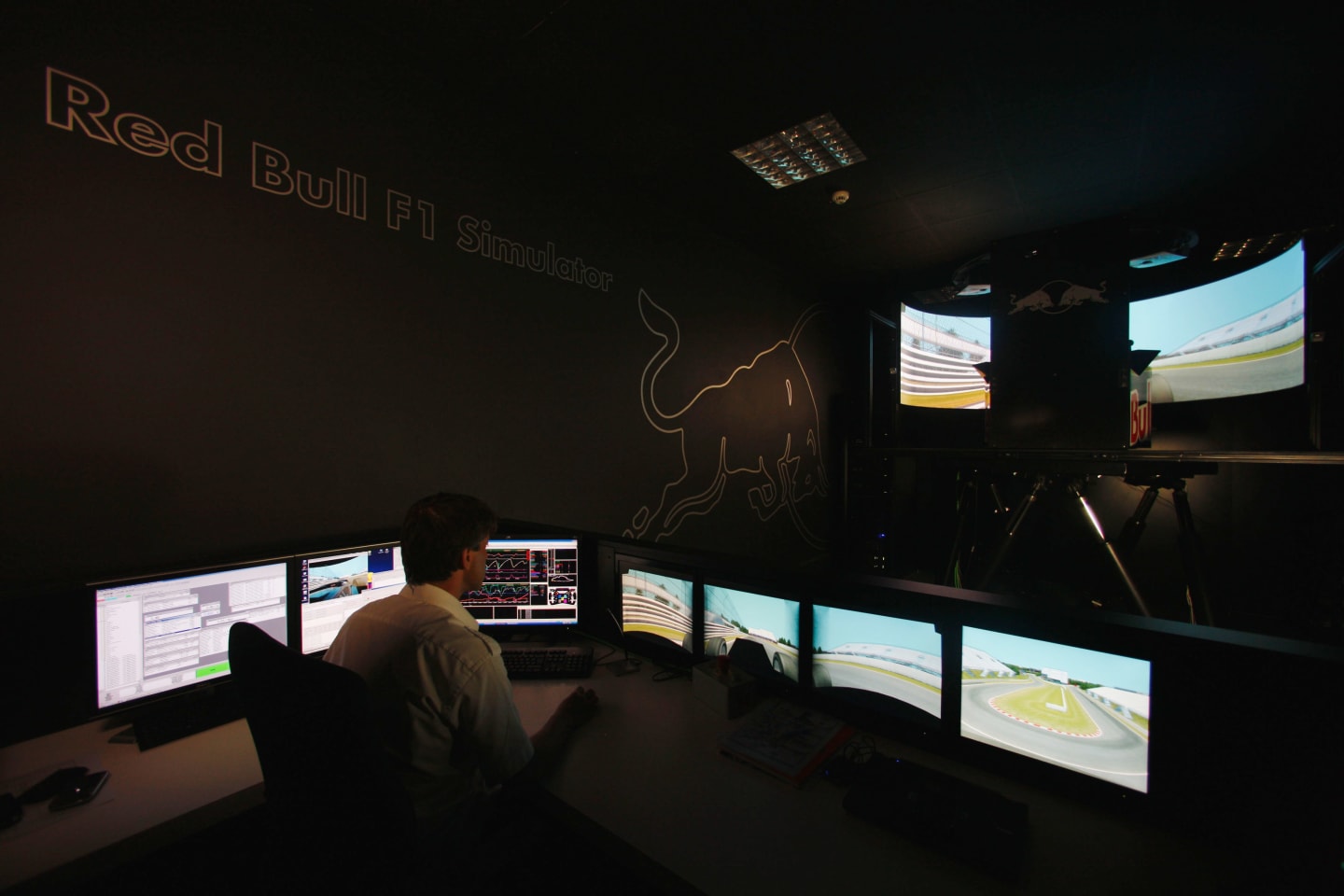MILTON KEYNES, UNITED KINGDOM - JUNE 03:  General view of the Red Bull Racing simulator at the team