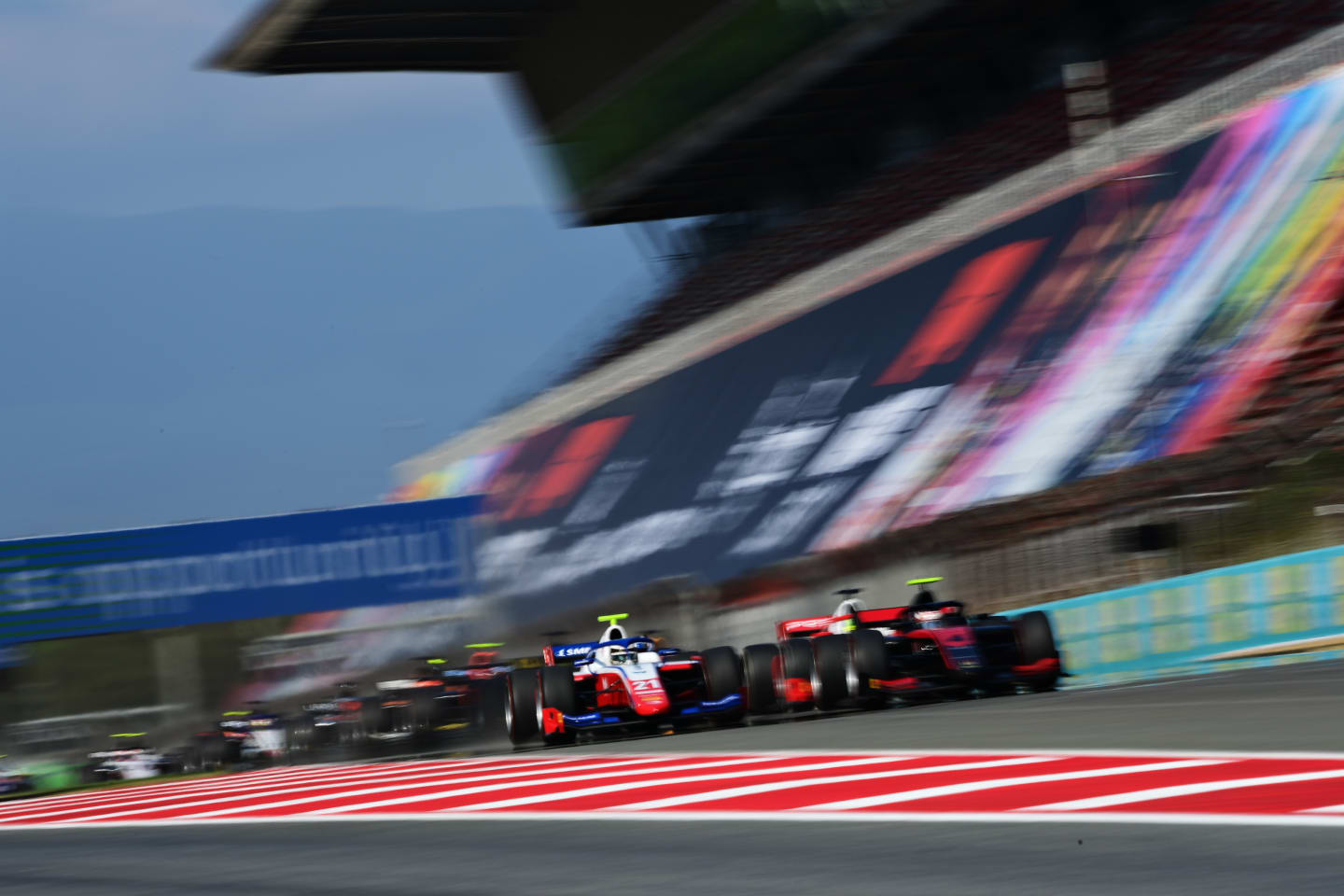 BARCELONA, SPAIN - AUGUST 15: Robert Shwartzman of Russia and Prema Racing (21) drives leads a line