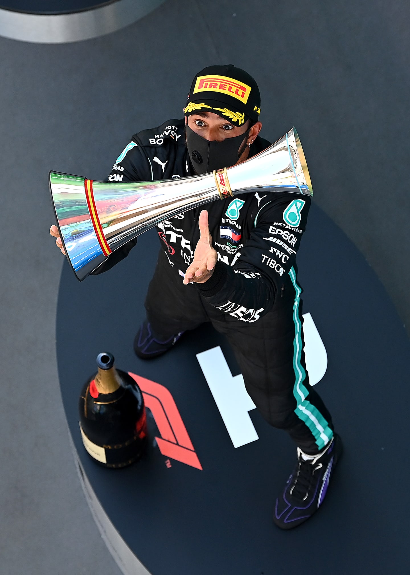 BARCELONA, SPAIN - AUGUST 16: Race winner Lewis Hamilton of Great Britain and Mercedes GP