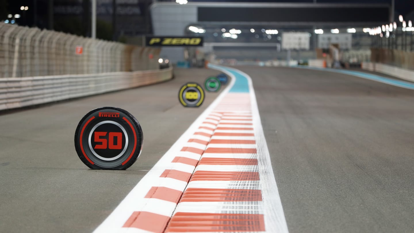 YAS MARINA CIRCUIT, UNITED ARAB EMIRATES - NOVEMBER 28: Pirelli Branding around the track during