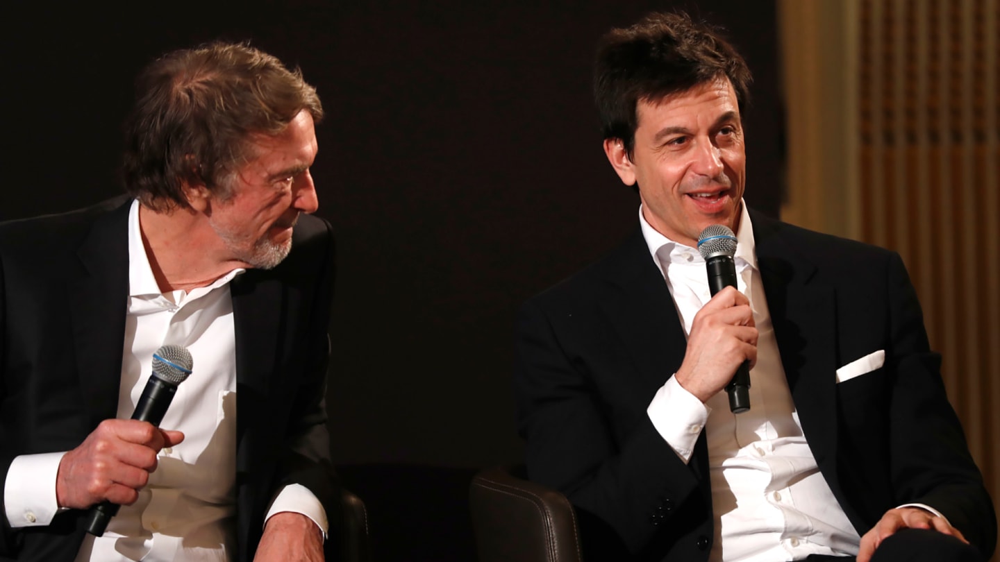 Toto Wolff with Sir Jim Ratcliffe at the Mercedes new livery launch, February 10