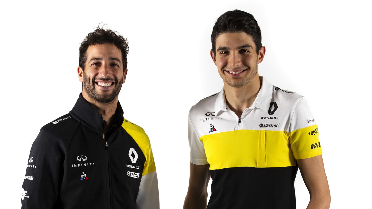 (L to R): Daniel Ricciardo (AUS) Renault F1 Team with team mate Esteban Ocon (FRA) Renault F1