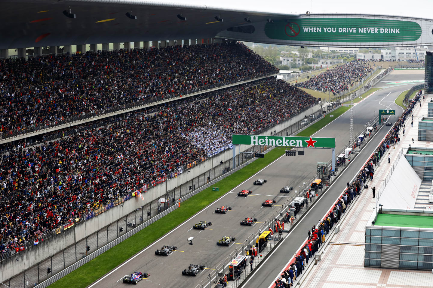 SHANGHAI, CHINA - APRIL 14: A general view at the start of the race during the F1 Grand Prix of