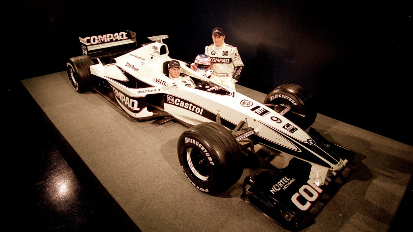 24 Jan 2000:  Ralf Schumacher and Jenson Button at the Williams BMW launch in Barcelona, Spain.  \