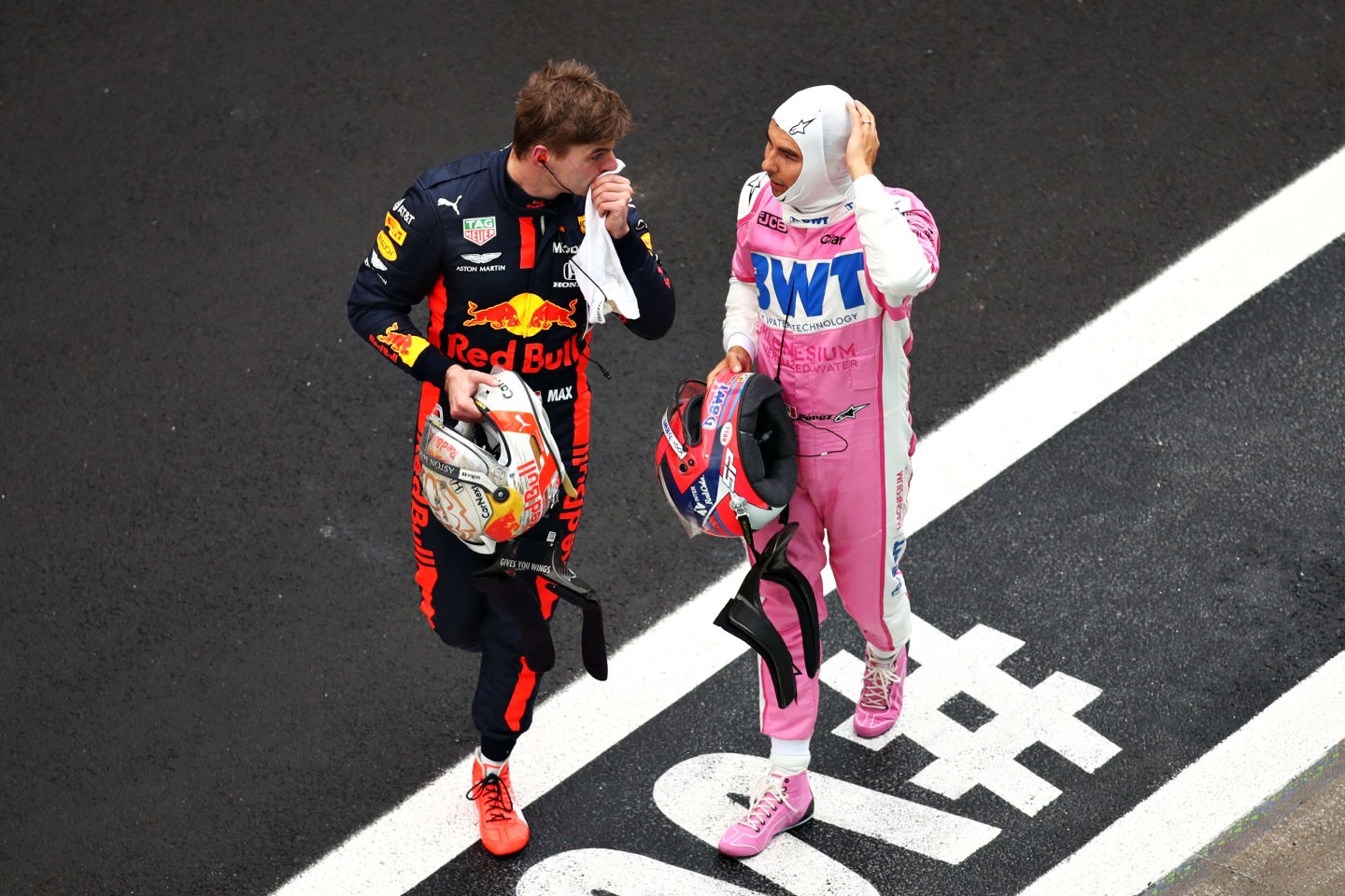 ISTANBUL, TURKEY - NOVEMBER 15: Max Verstappen of Netherlands and Red Bull Racing talks with second