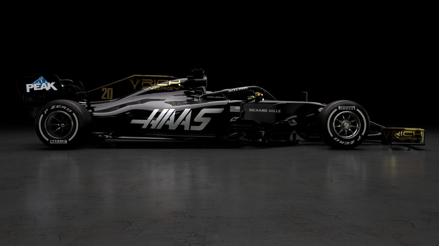 The new design was reminiscent of the famous black and gold John Player Special livery run by Lotus in the '70s and '80s. "I’m naturally delighted to finally see the Rich Energy colors and stag logo in Formula 1 with Haas F1 Team," said Rich Energy CEO William Storey at the London launch.
