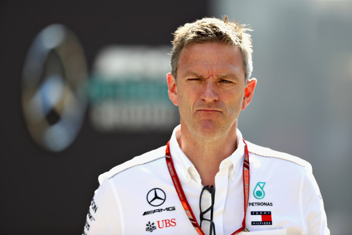 SOCHI, RUSSIA - SEPTEMBER 29: James Allison, Technical Director at Mercedes GP walks in the Paddock