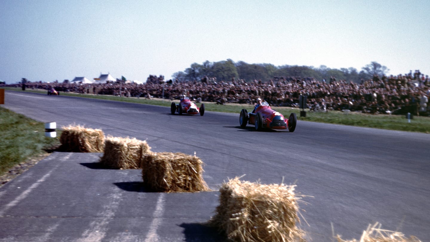 The Alfa Romeo 159 of Giuseppe Farina (no 2) leading the sister car driven by Luigi Fagioli during