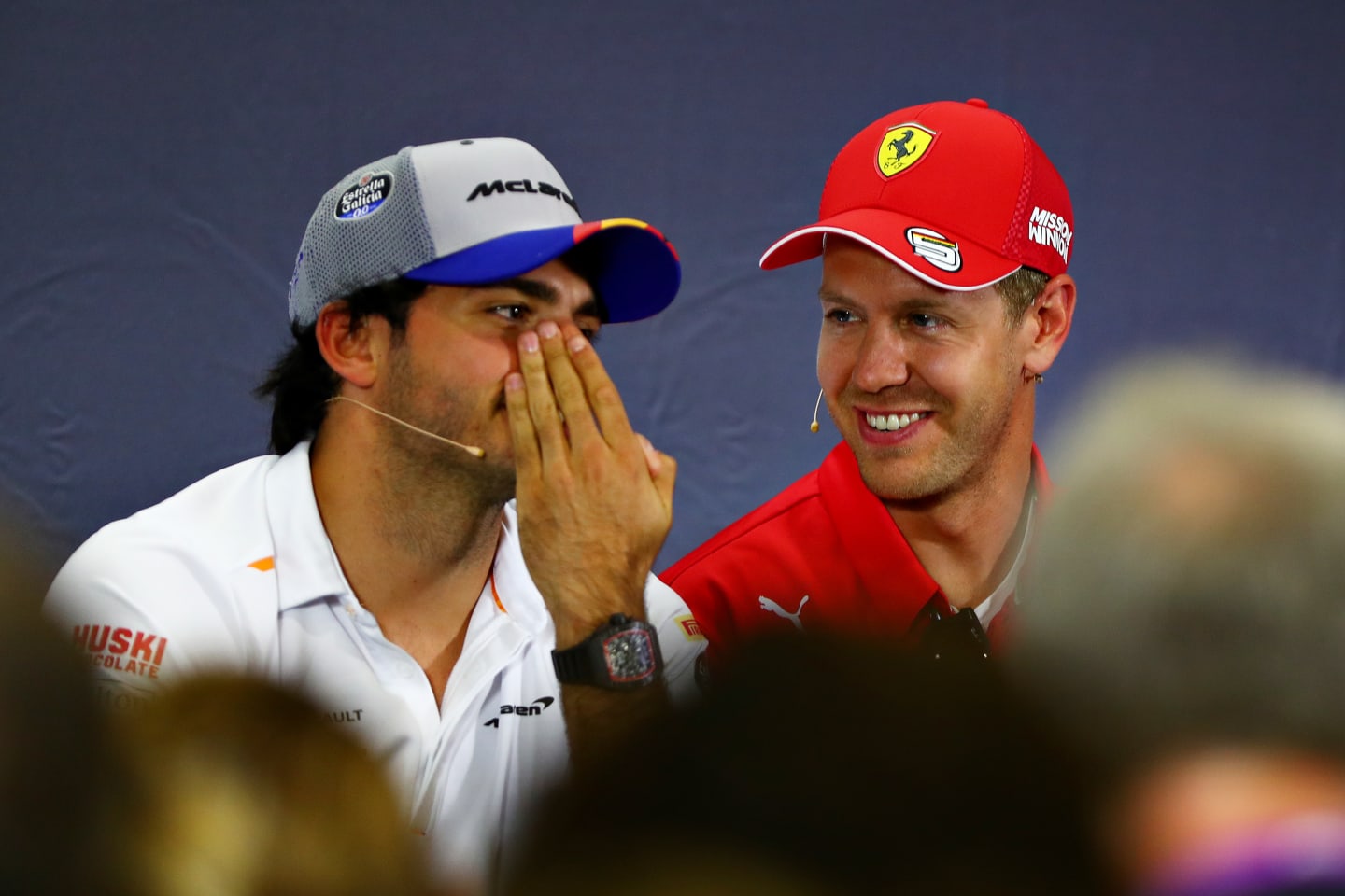 BARCELONA, SPAIN - MAY 09: Carlos Sainz of Spain and McLaren F1 and Sebastian Vettel of Germany and