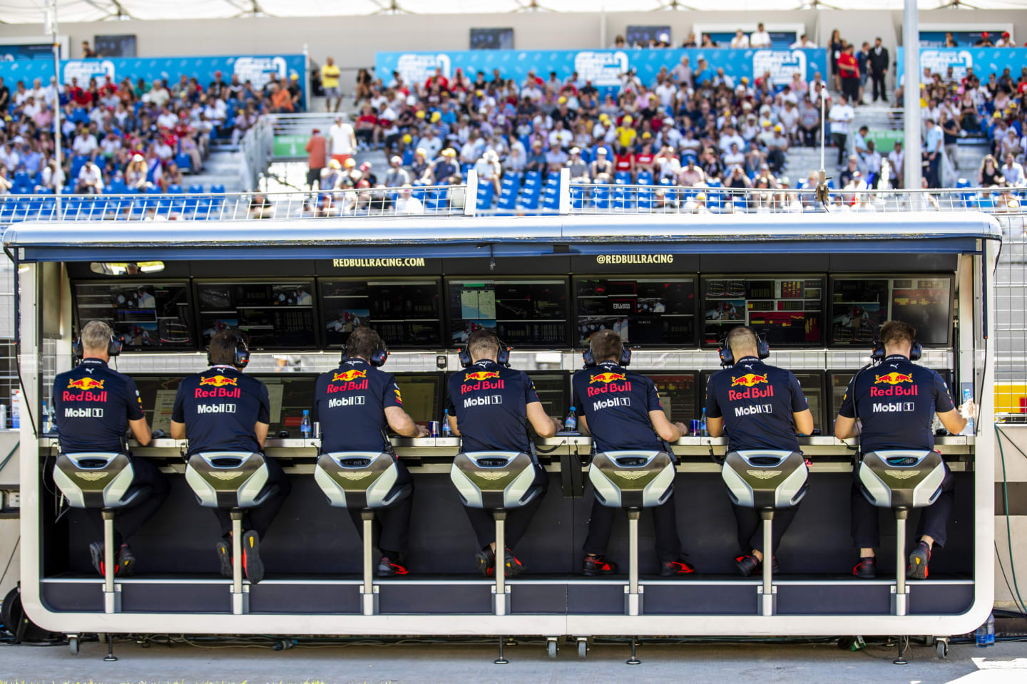 LE CASTELLET, FRANCE - JUNE 22: The Red Bull Racing pit wall during qualifying for the F1 Grand