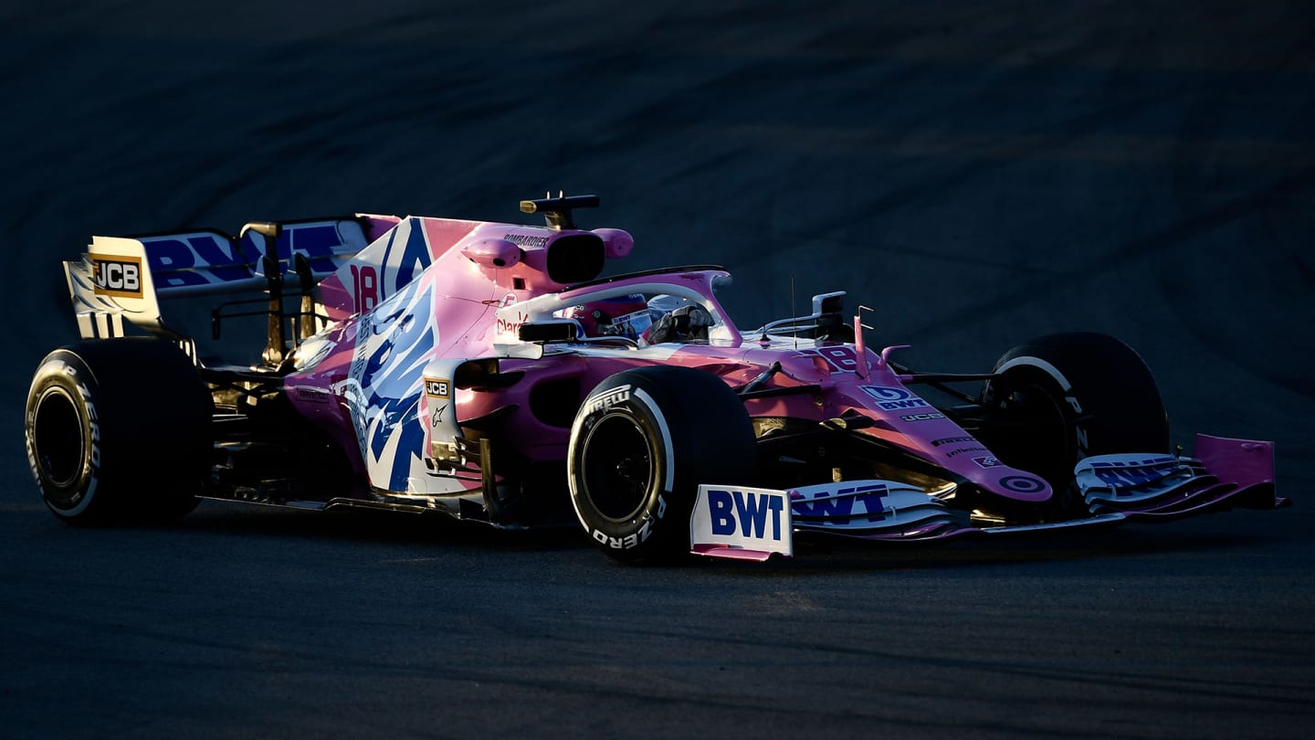 Racing Point's Canadian driver Lance Stroll drives during the tests for the new Formula One Grand