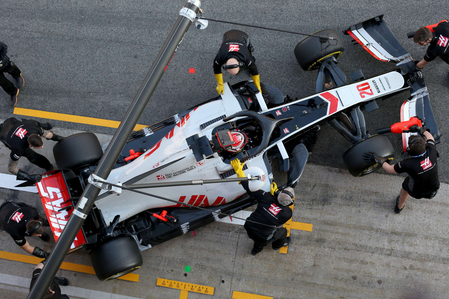 BARCELONA, SPAIN - FEBRUARY 19: Kevin Magnussen of Denmark driving the (20) Haas F1 Team VF-20