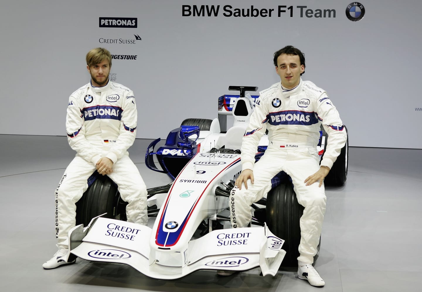 VALENCIA, SPAIN - JANUARY 16:  Nick Heidfeld of Germany and BMW Sauber and Robert Kubica of Poland