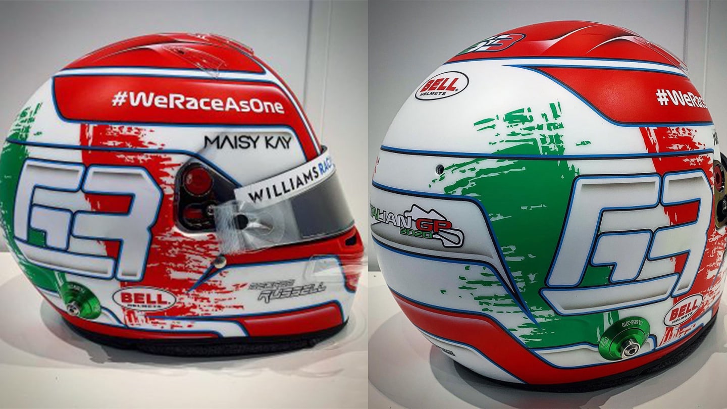 Side view of George Russell's Italian GP helmet
