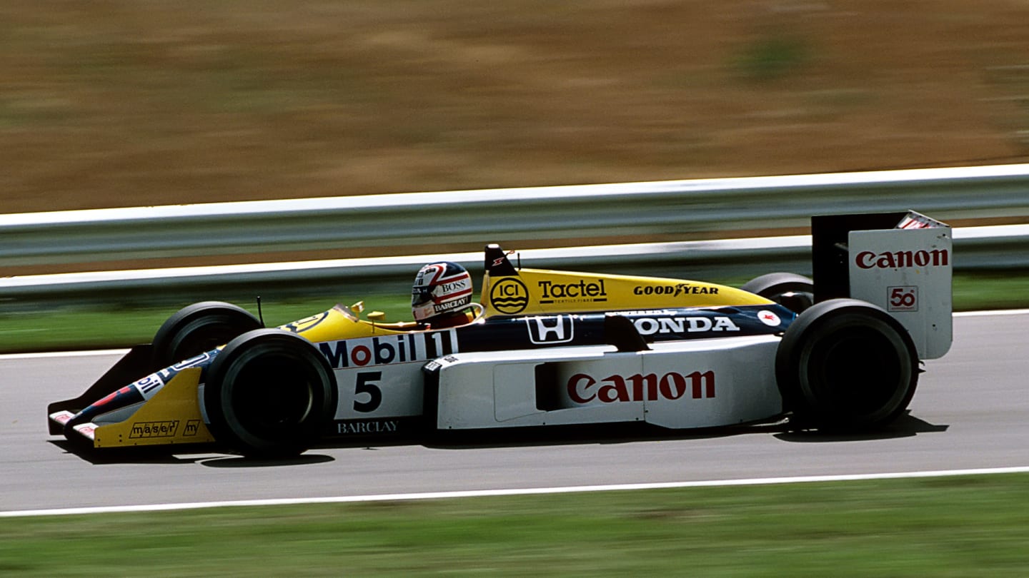 Four of the team's nine championships were won in the 1980s. Between 1985 and 1993, Williams ran this colour scheme with Canon as their sponsor