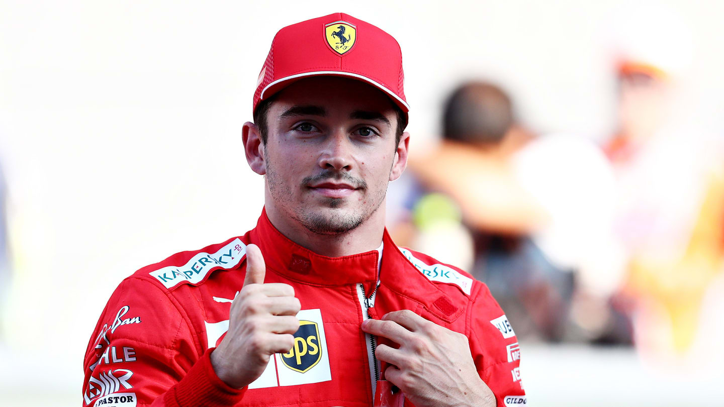 SOCHI, RUSSIA - SEPTEMBER 28: Pole position qualifier Charles Leclerc of Monaco and Ferrari