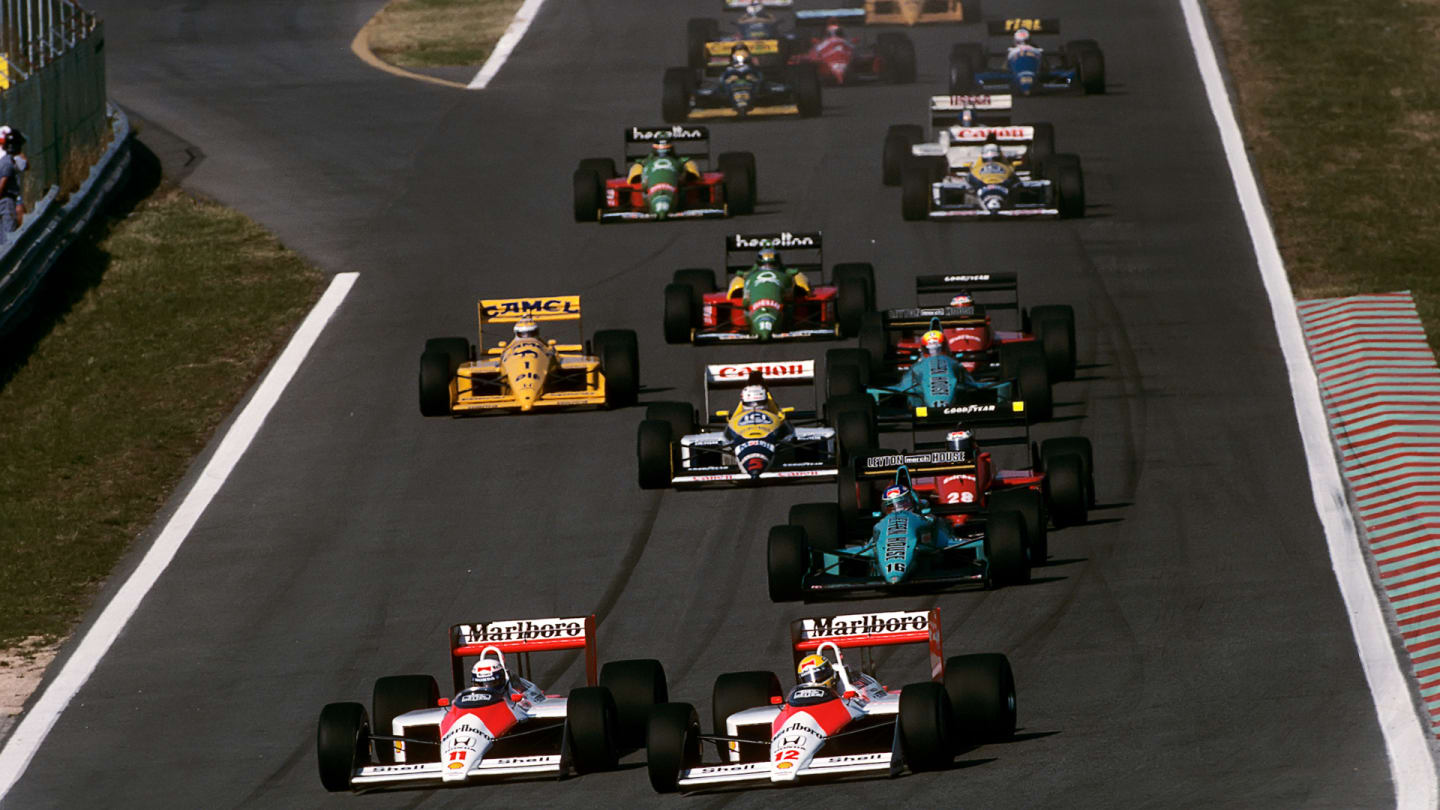 Ayrton Senna, Alain Prost, McLaren-Honda MP4/4, Grand Prix of Portugal, Estoril, 25 September 1988.