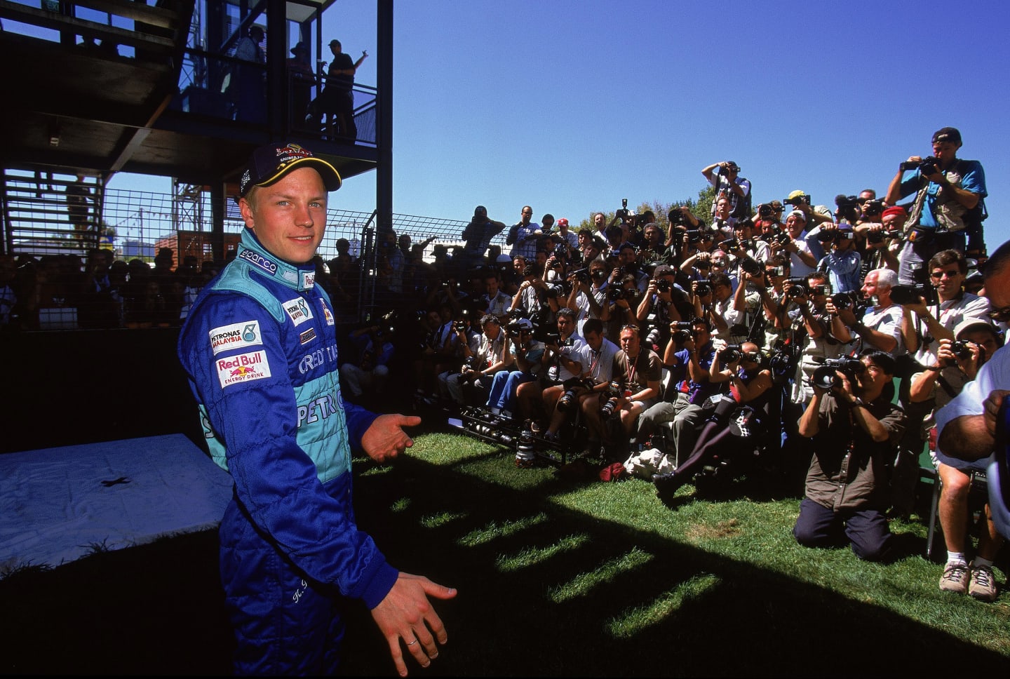 1 Mar 2001:  Sauber driver Kimi Raikkonen faces the photographers before the Formula One Australian
