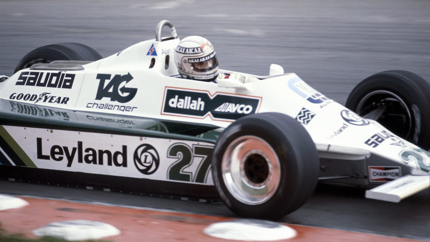 Alan Jones racing a Williams-Cosworth FW07B, British Grand Prix, Brands Hatch, Kent, 1980. He