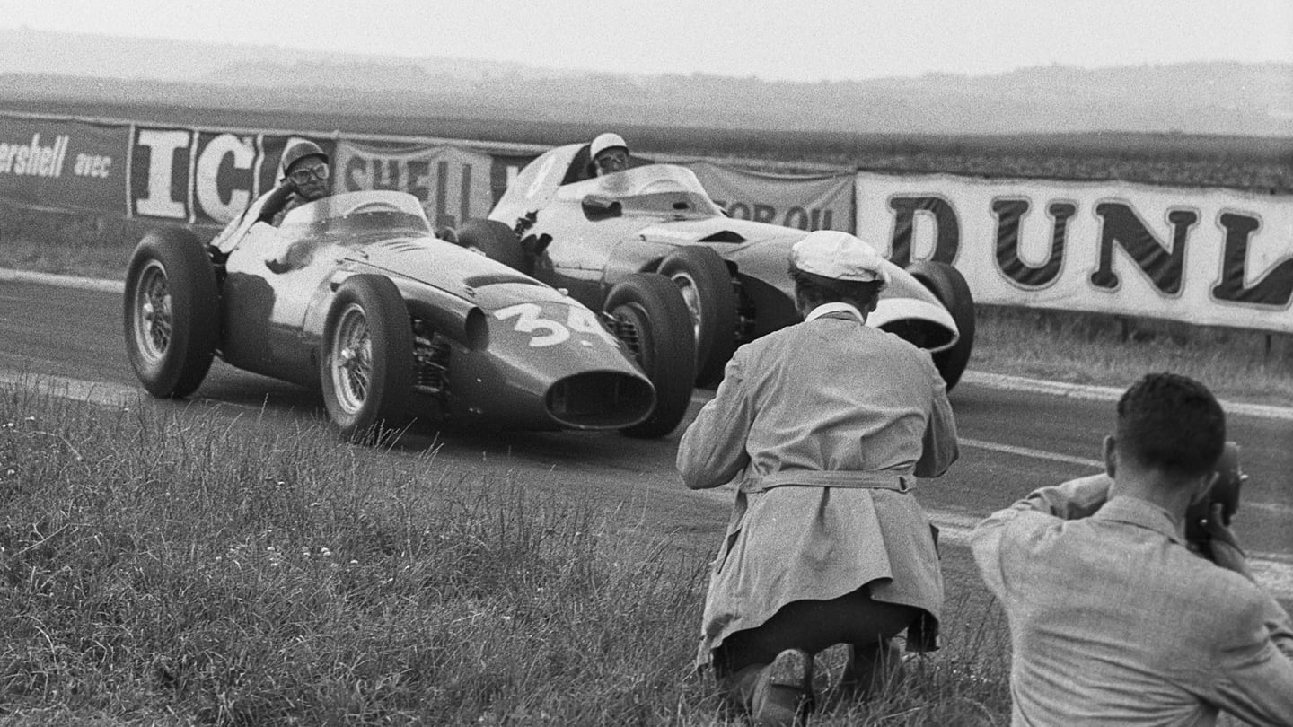 Juan Manuel Fangio, Stirling Moss, Maserati 250F, Vanwall VW5, Grand Prix of France, Reims, France,