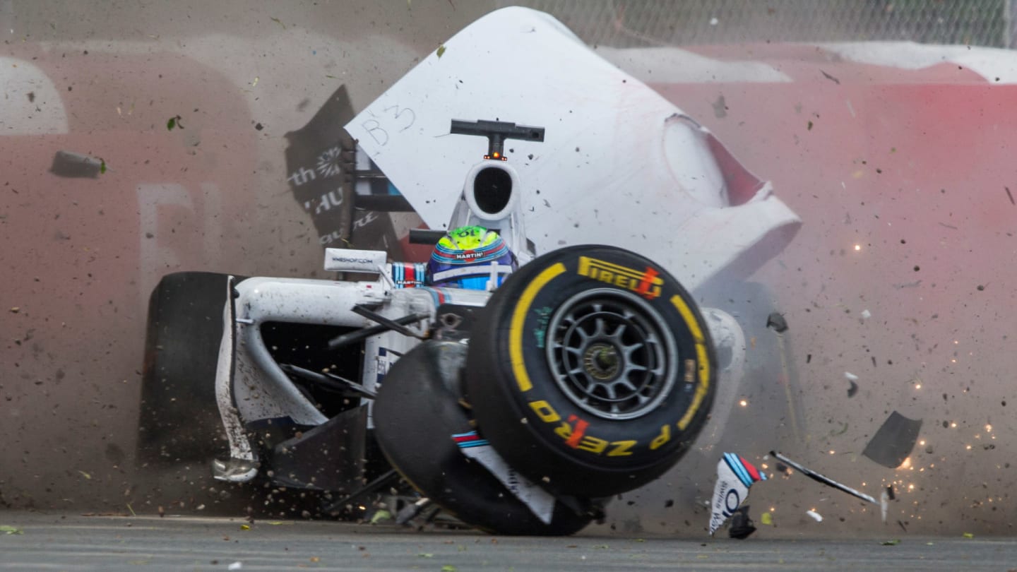 MONTREAL, QC - JUNE 08: Felipe Massa of Williams and Brazil crashes out of the Canadian F1 Grand