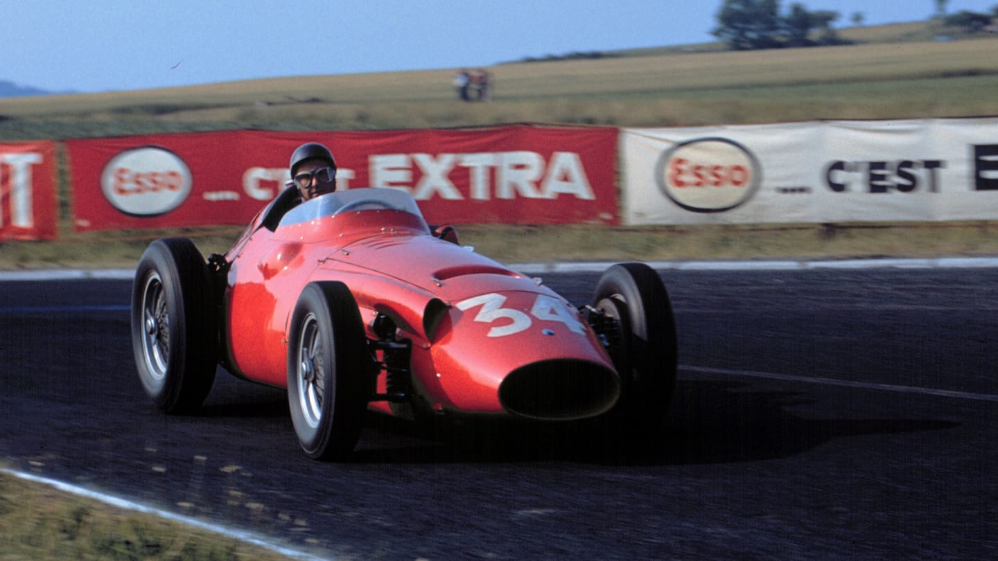 The French Grand Prix; Reims, July 6, 1958. The 'Old Man' in his last race: Juan Manuel Fangio at