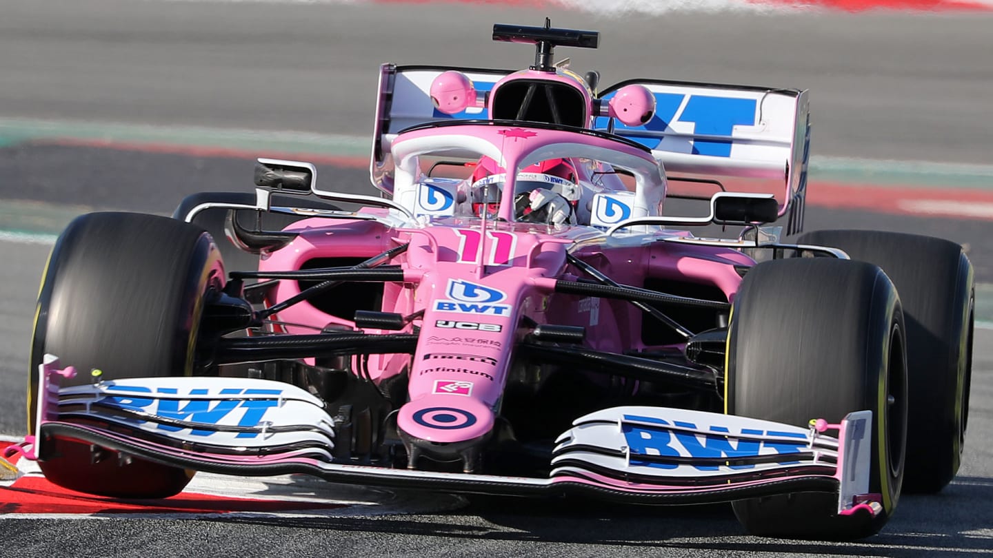 Sergio Perez at the wheel of the Racing Point RP20 at Barcelona for pre-season test