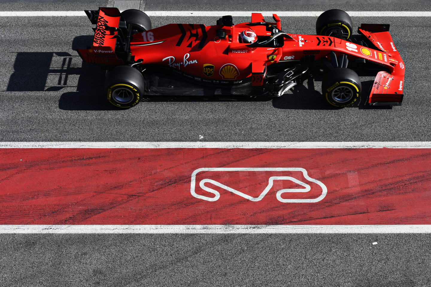 BARCELONA, SPAIN - FEBRUARY 19: Charles Leclerc of Monaco driving the (16) Scuderia Ferrari SF1000