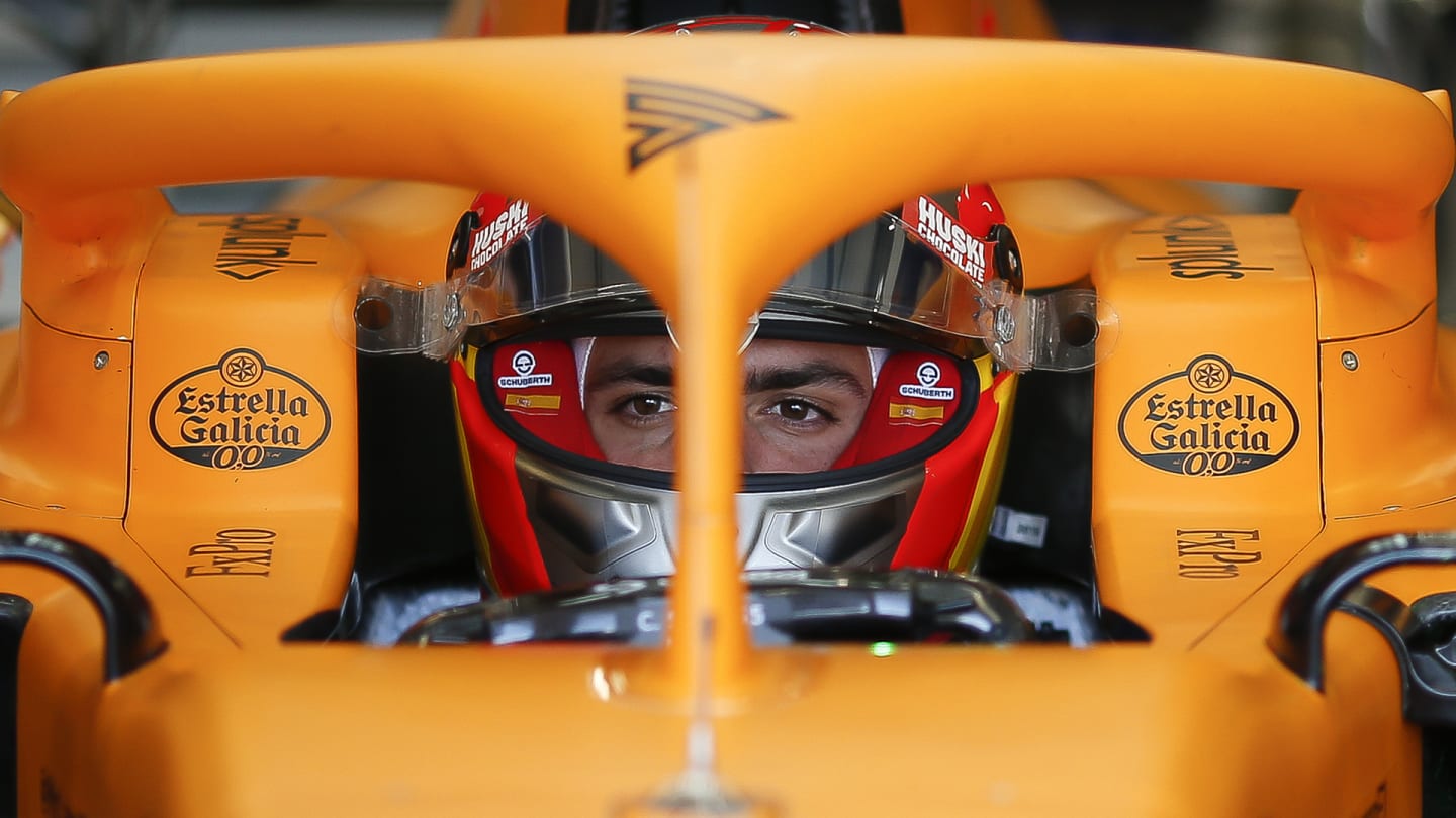 BARCELONA, SPAIN - FEBRUARY 19: Carlos Sainz of Spain and Mclaren F1 Team looks on during day one