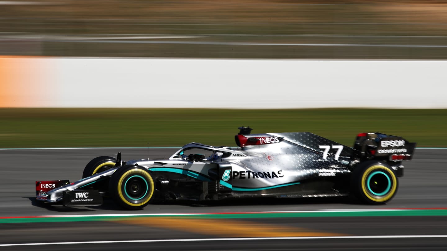 BARCELONA, SPAIN - FEBRUARY 21: Valtteri Bottas of Finland driving the (77) Mercedes AMG Petronas