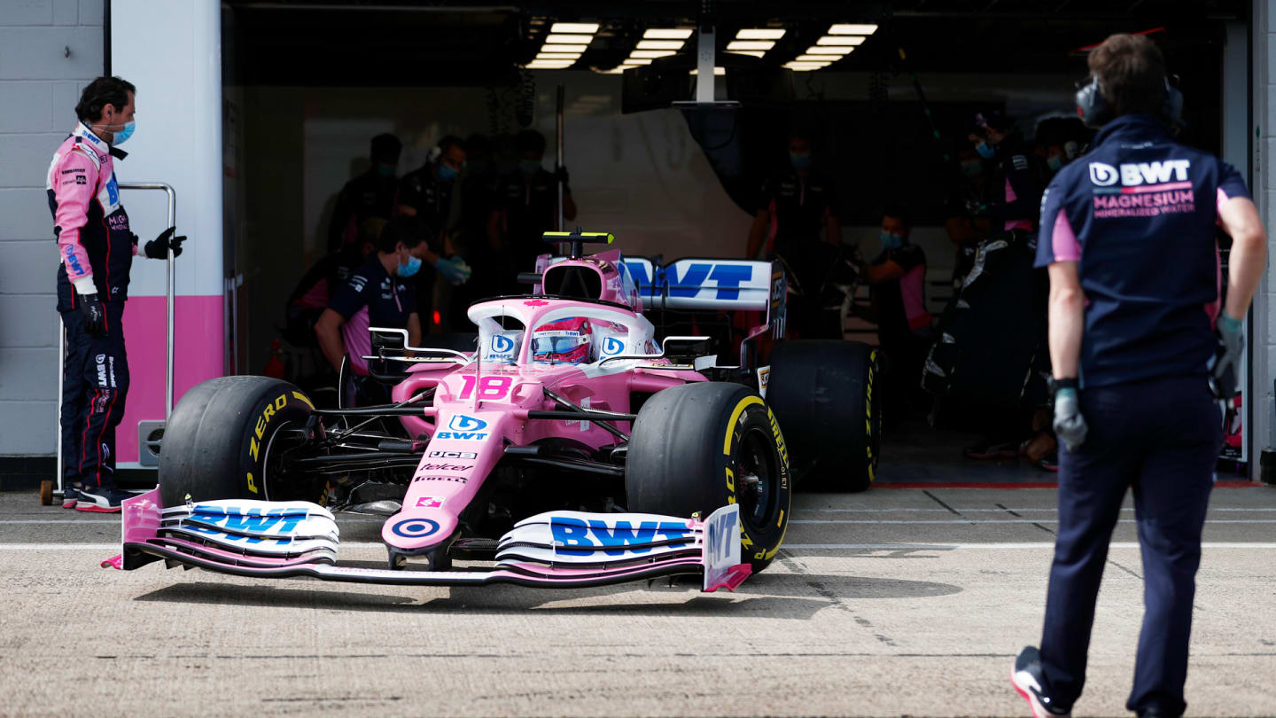 Lance Stroll, Racing Point RP20, leaves the garage