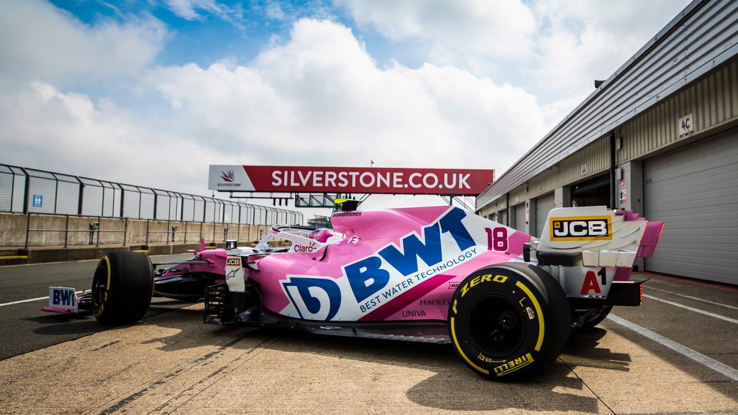 Lance Stroll, Racing Point RP20, leaves the garage