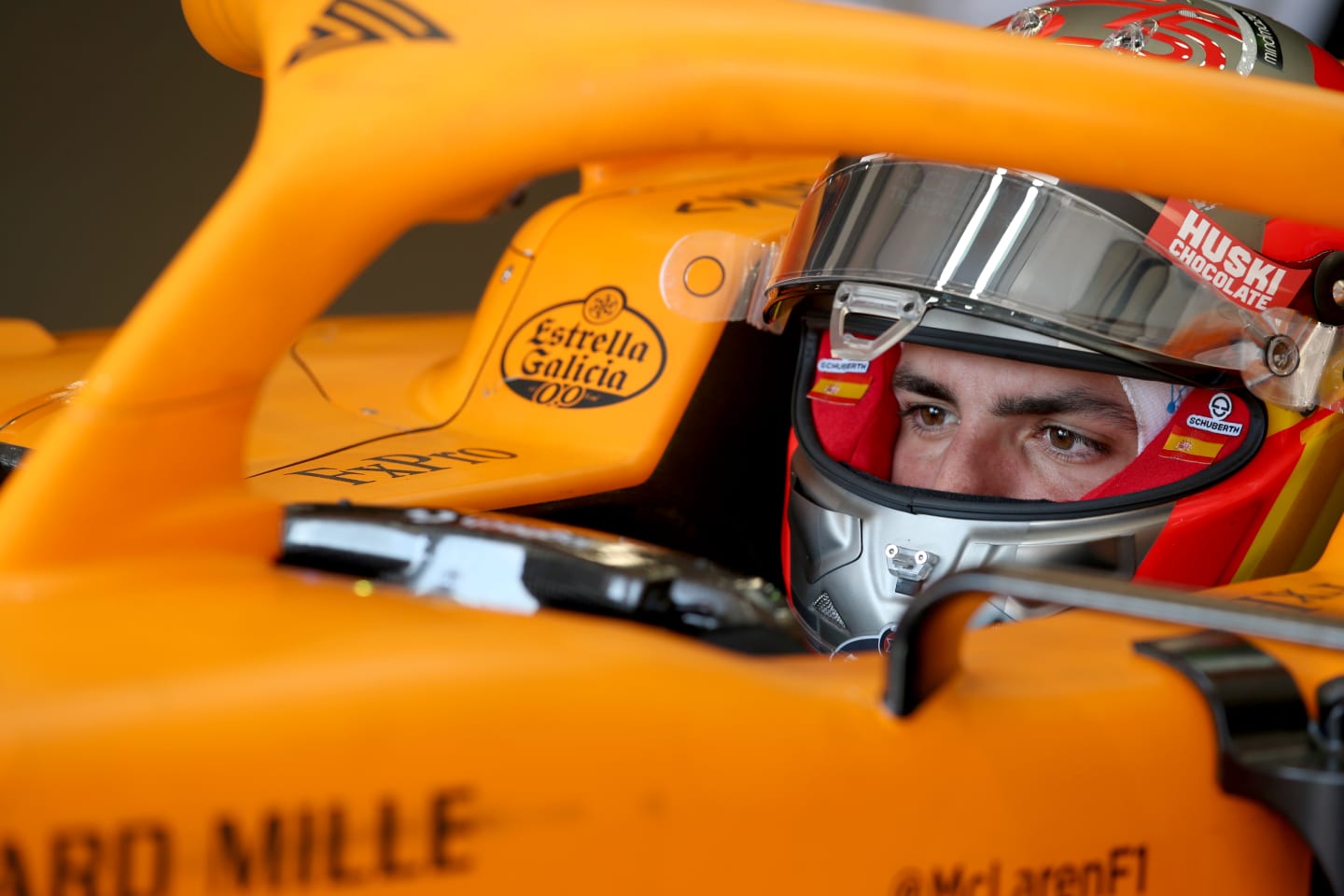 BARCELONA, SPAIN - FEBRUARY 26: Carlos Sainz of Spain and McLaren F1 prepares to drive in the