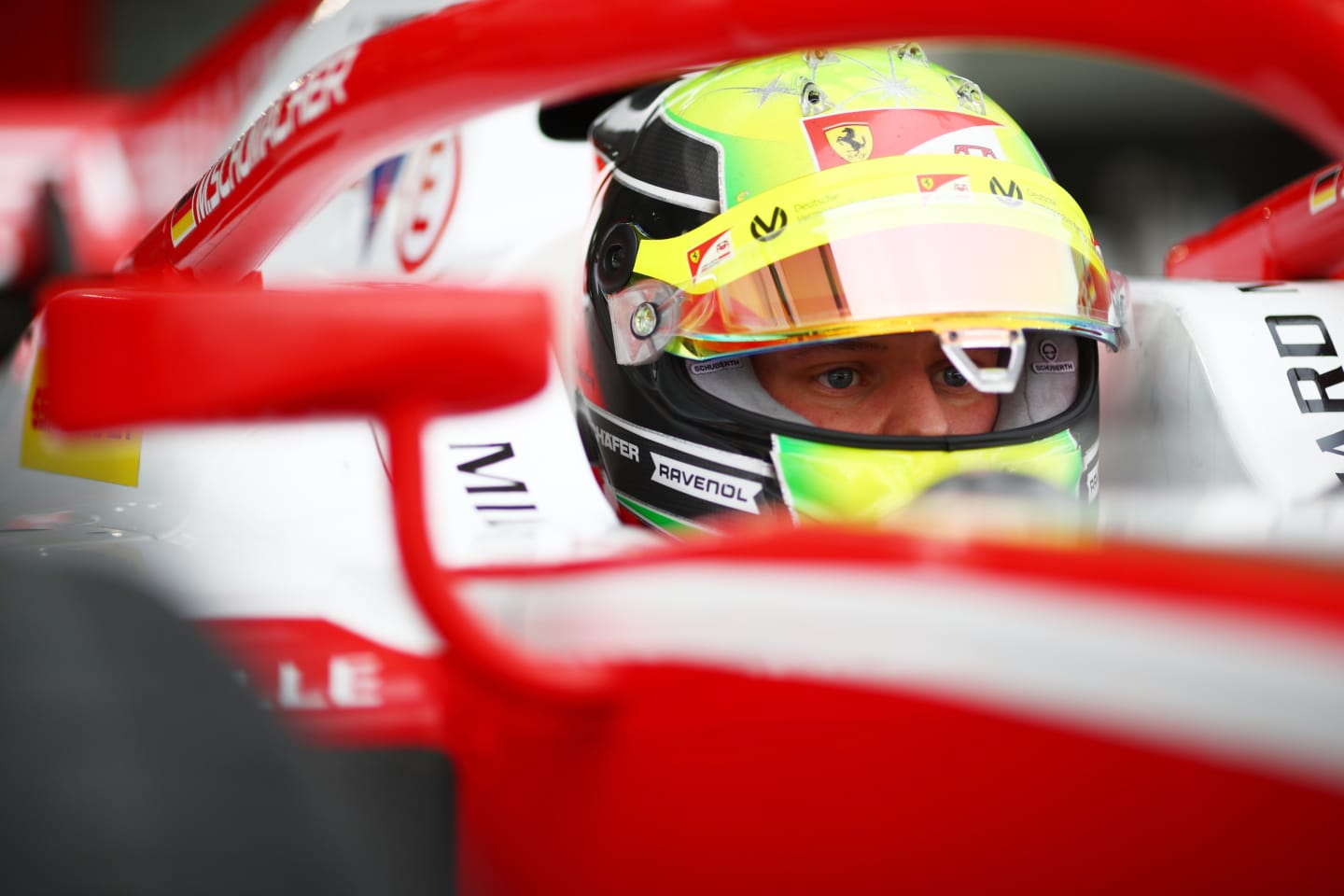 BAHRAIN, BAHRAIN - NOVEMBER 27: Mick Schumacher of Germany and Prema Racing before qualifying ahead