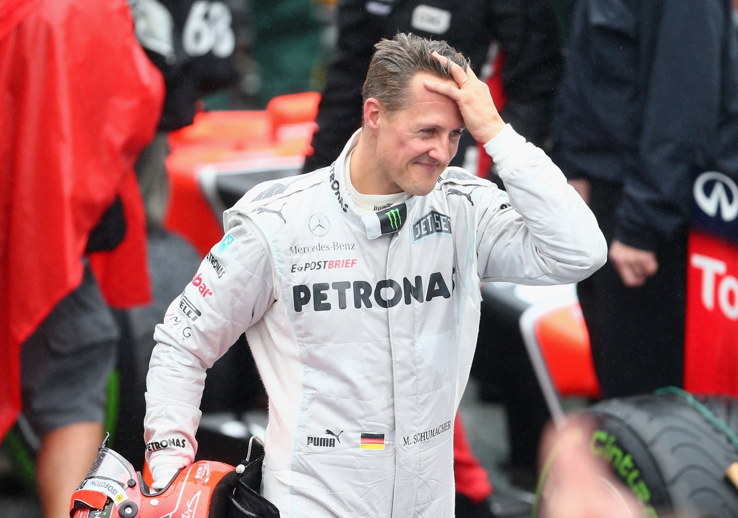 SAO PAULO, BRAZIL - NOVEMBER 25:  Michael Schumacher of Germany and Mercedes GP reacts in parc