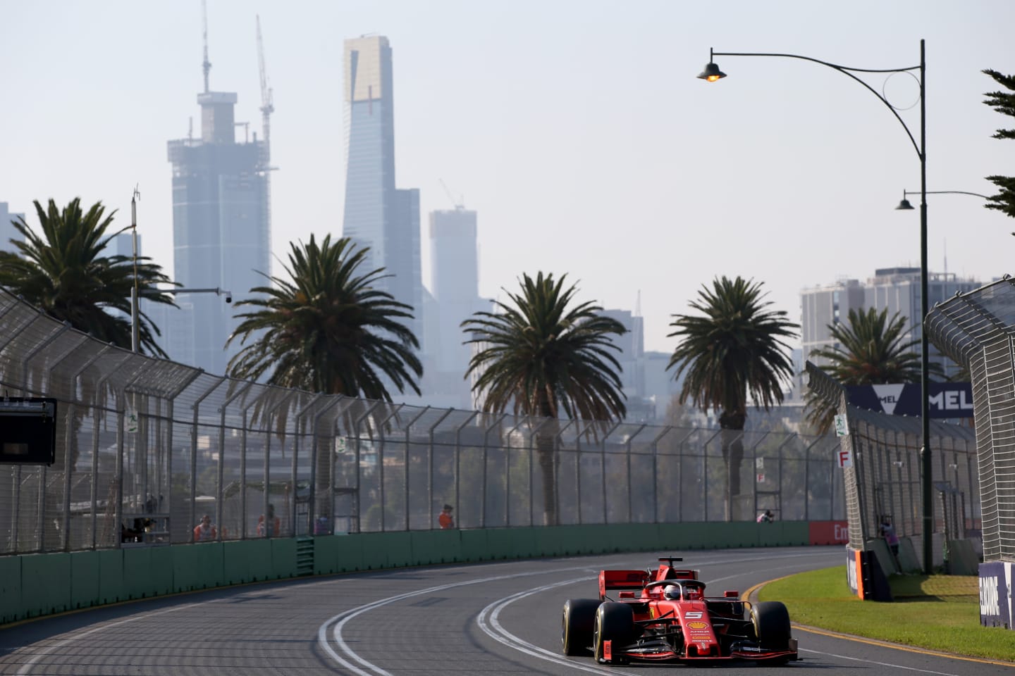 MELBOURNE, AUSTRALIA - MARCH 17: Sebastian Vettel of Germany driving the (5) Scuderia Ferrari SF90