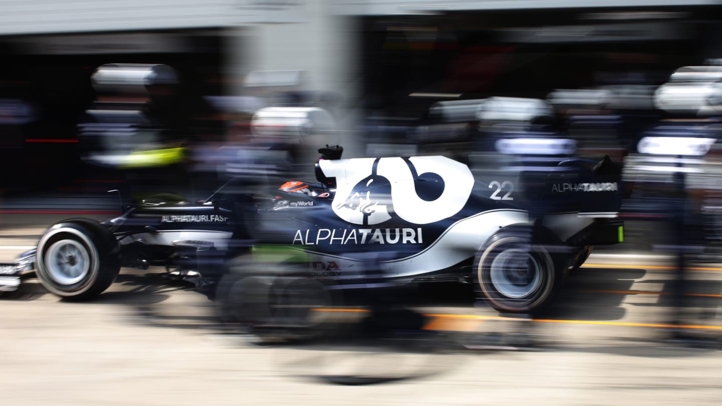 SPIELBERG, AUSTRIA - JULY 04: Yuki Tsunoda of Japan driving the (22) Scuderia AlphaTauri AT02 Honda