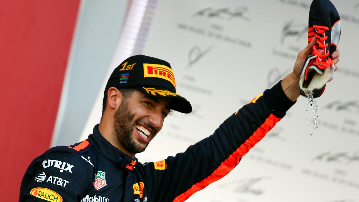 BAKU, AZERBAIJAN - 2017/06/25: Race winner Daniel Ricciardo of Australia and Red Bull Racing