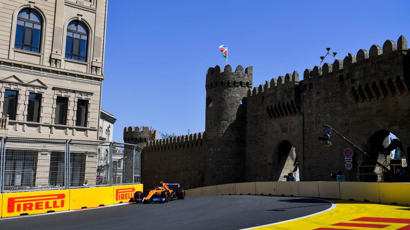 BAKU CITY CIRCUIT, AZERBAIJAN - APRIL 27: Lando Norris, McLaren MCL34 during the Azerbaijan GP at