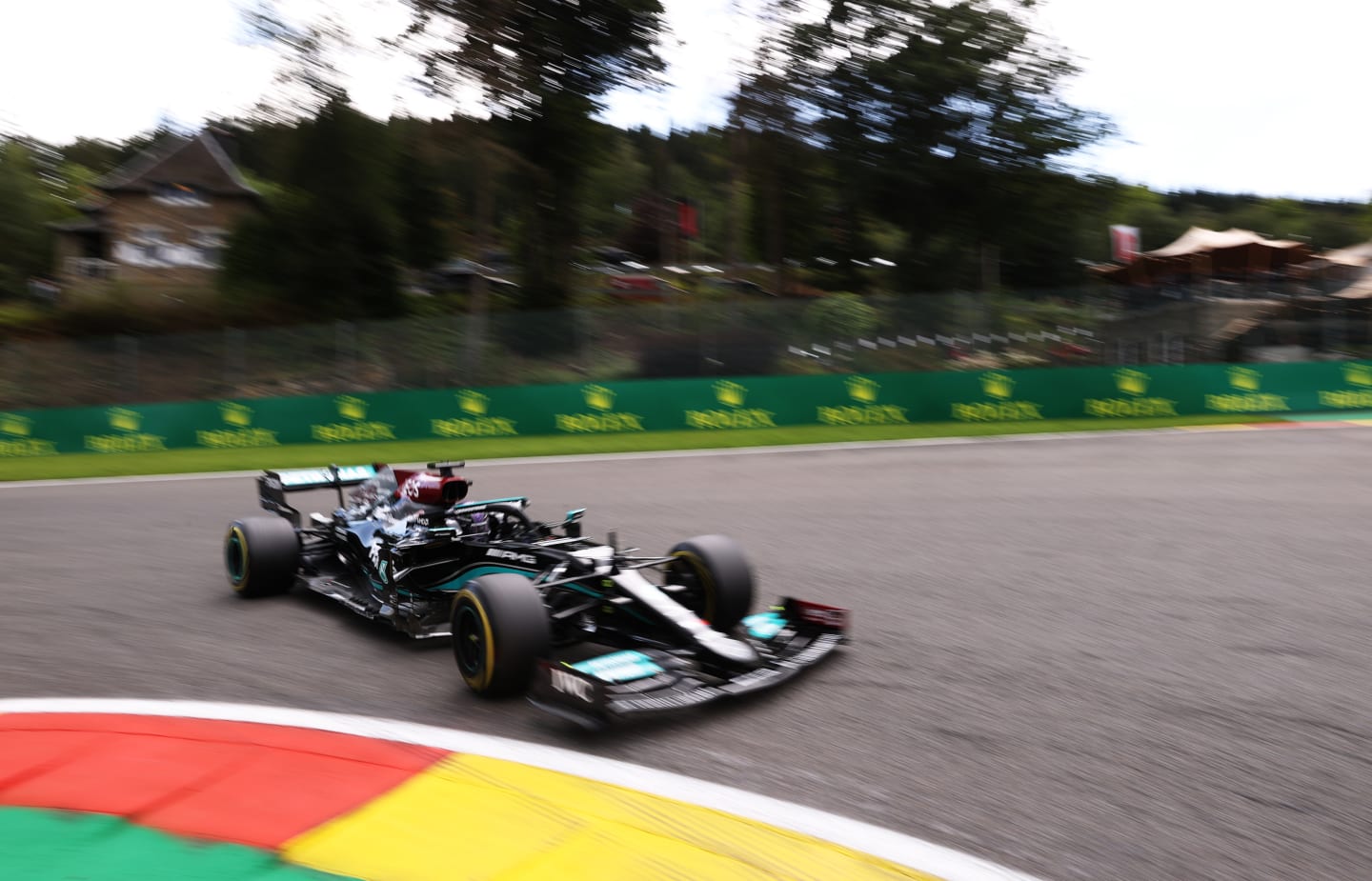 SPA, BELGIUM - AUGUST 27: Lewis Hamilton of Great Britain driving the (44) Mercedes AMG Petronas F1