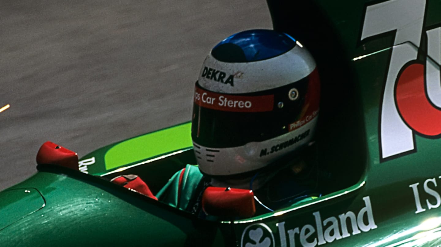 Michael Schumacher's helmet as he made his debut for Jordan in the 1991 Belgian Grand Prix
