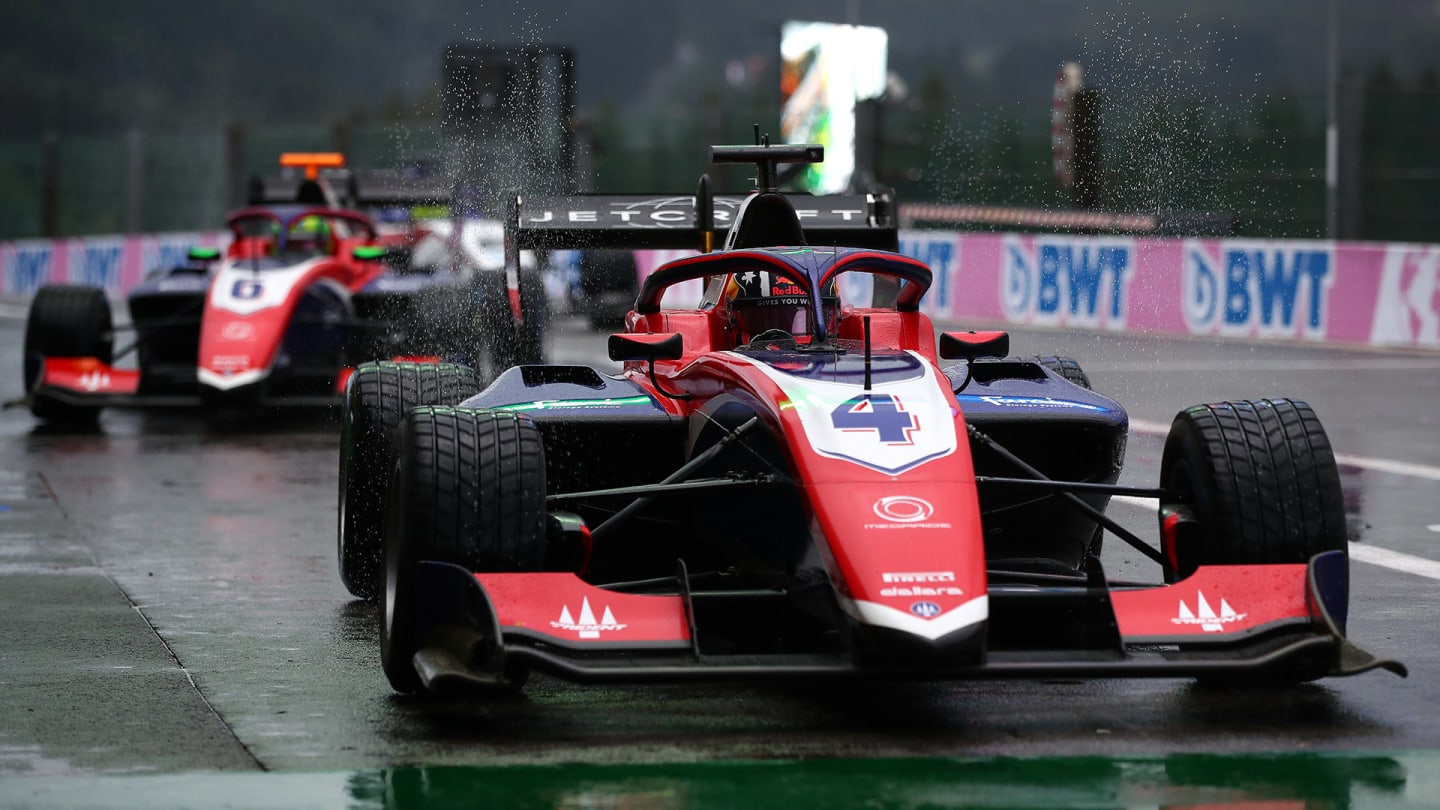 SPA, BELGIUM - AUGUST 28: Race winner Jack Doohan of Australia and Trident (4) stops in parc ferme