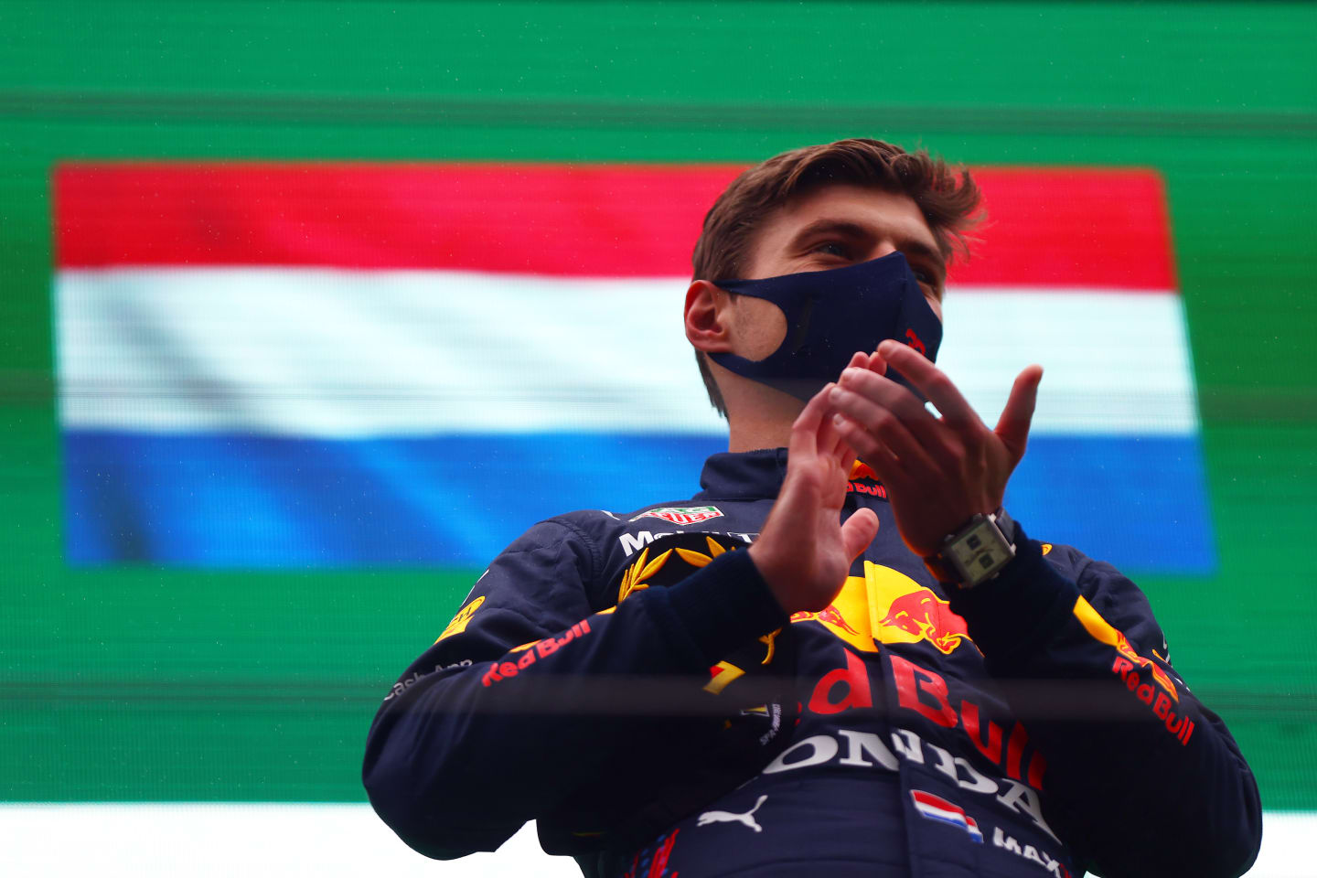 SPA, BELGIUM - AUGUST 29: Race winner Max Verstappen of Netherlands and Red Bull Racing celebrates