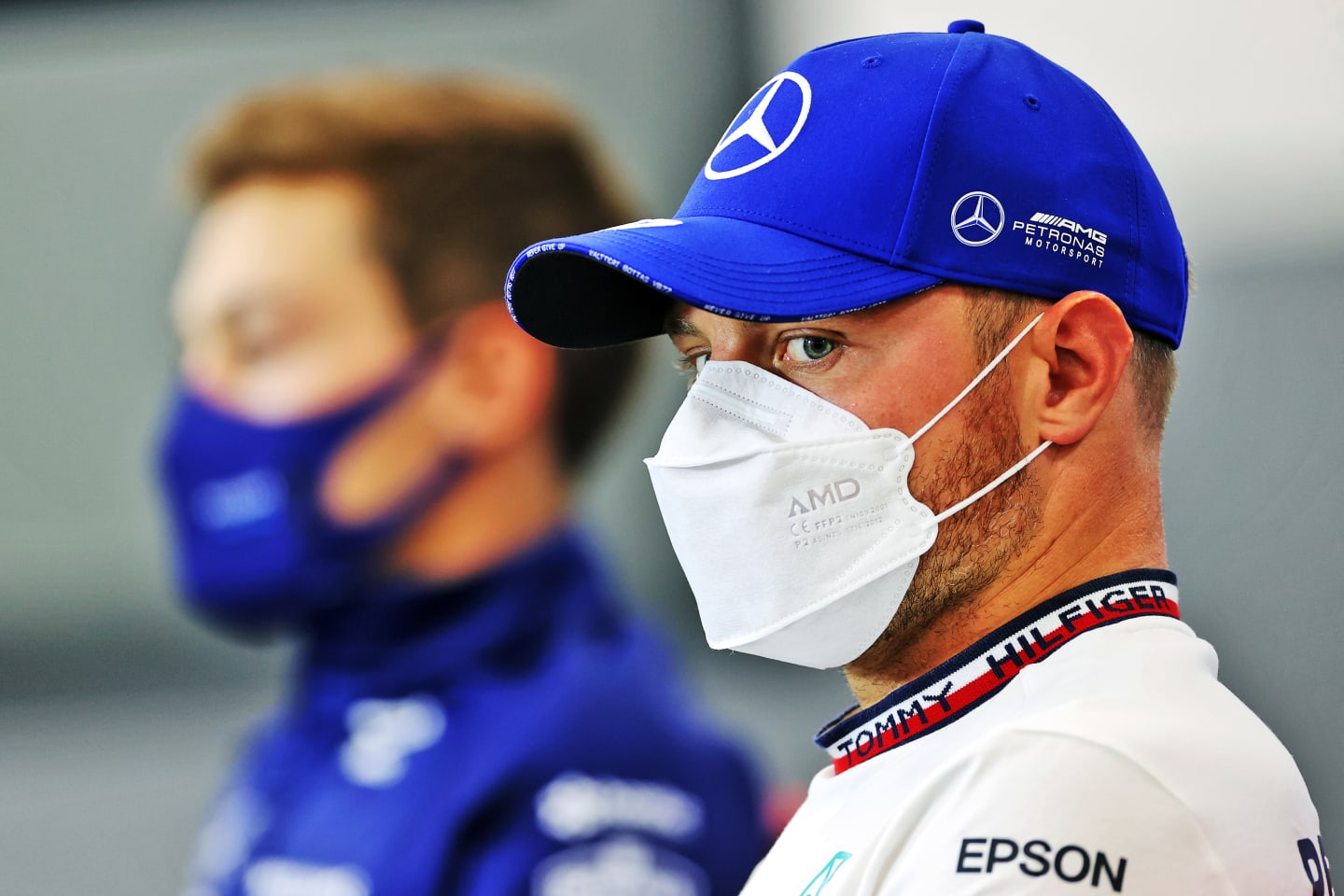 SPA, BELGIUM - AUGUST 26: Valtteri Bottas of Finland and Mercedes GP looks on in the Drivers Press