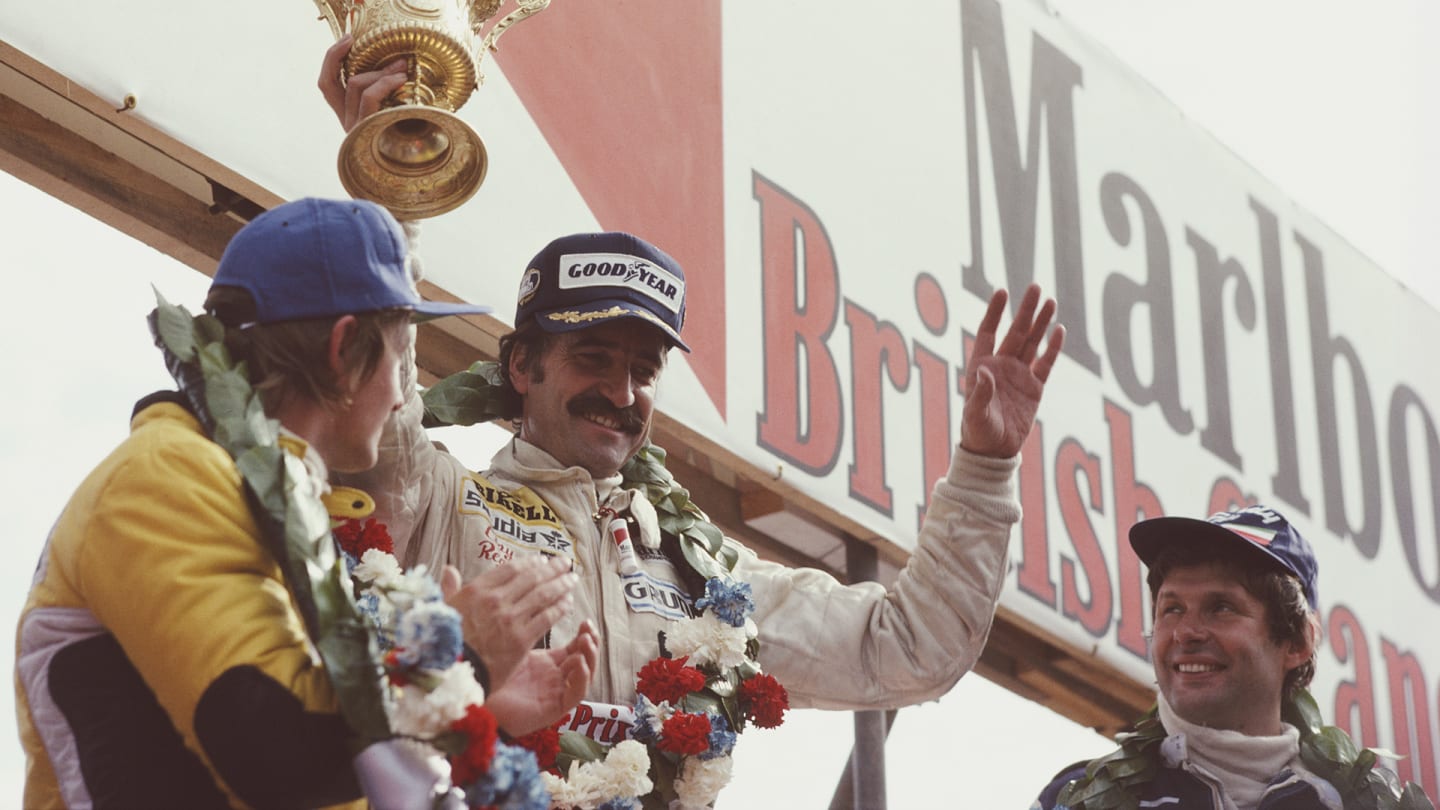 Clay Regazzoni of Switzerland (C) driver of the #28 Albilad-Saudi Racing Team Williams FW07