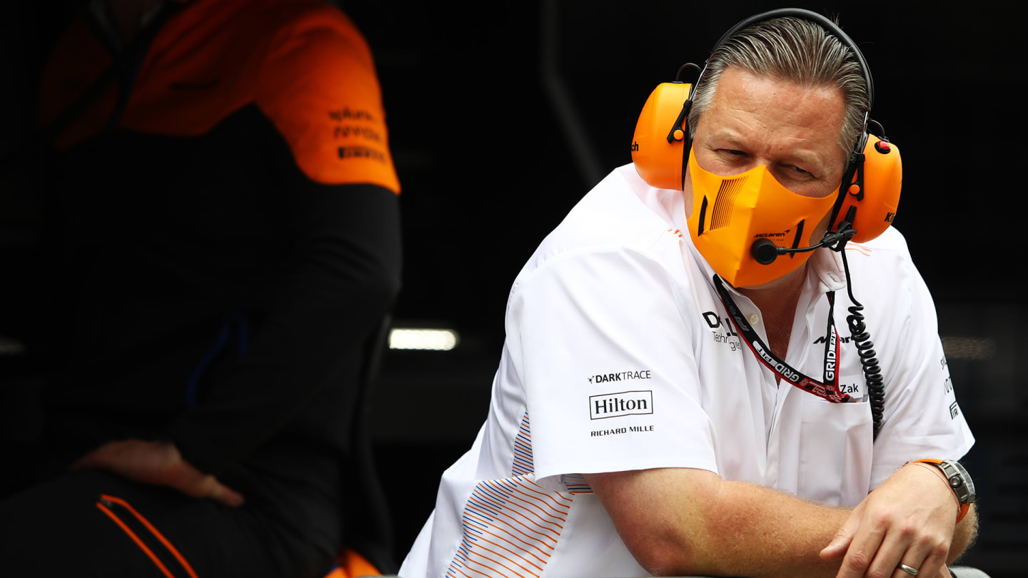 SPIELBERG, AUSTRIA - JULY 04: McLaren Chief Executive Officer Zak Brown looks on from the pitwall